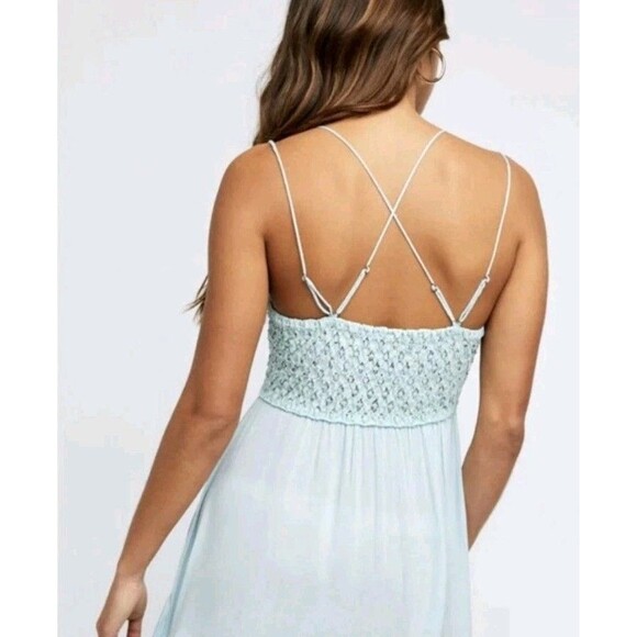 Free People Fp Seawashed One Adella Slip Mini Dress Lace Ruffle Summer Smocked S - Picture 3 of 5
